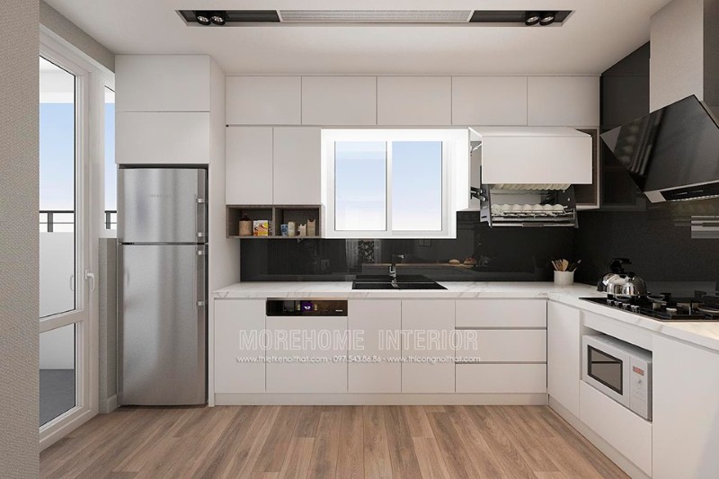 Thiết kế nội thất phòng bếp chung cư hiện đại Thiết kế nội thất phòng bếp chung cư hiện đại
