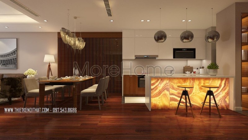 Thiết kế nội thất phòng bếp chung cư hiện đại Thiết kế nội thất phòng bếp chung cư hiện đại