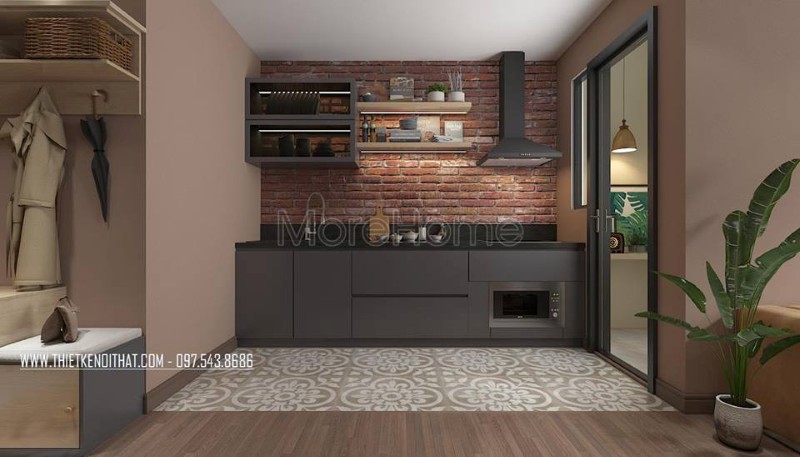 Thiết kế nội thất phòng bếp chung cư hiện đại Thiết kế nội thất phòng bếp chung cư hiện đại