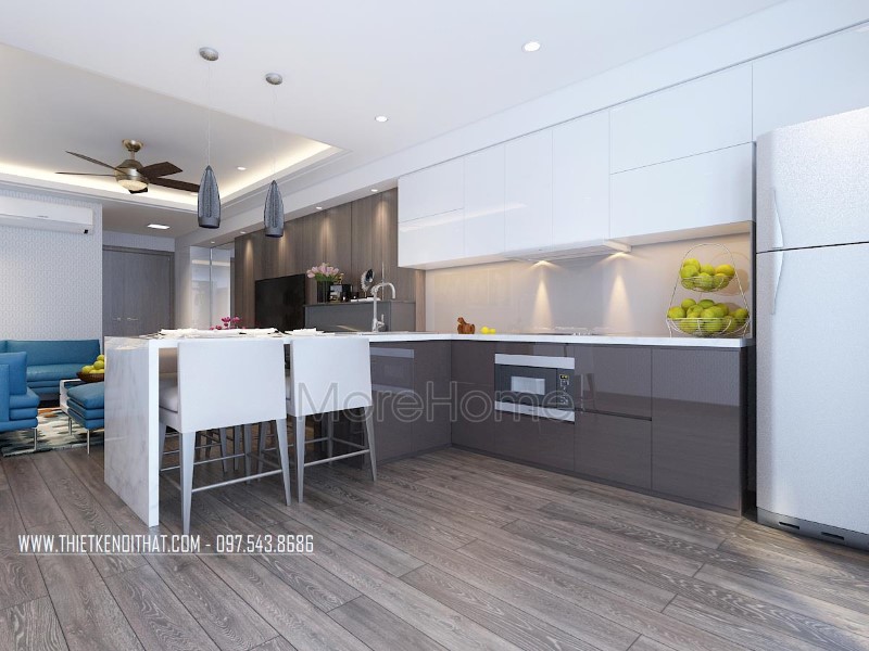 Thiết kế nội thất phòng bếp chung cư hiện đại Thiết kế nội thất phòng bếp chung cư hiện đại